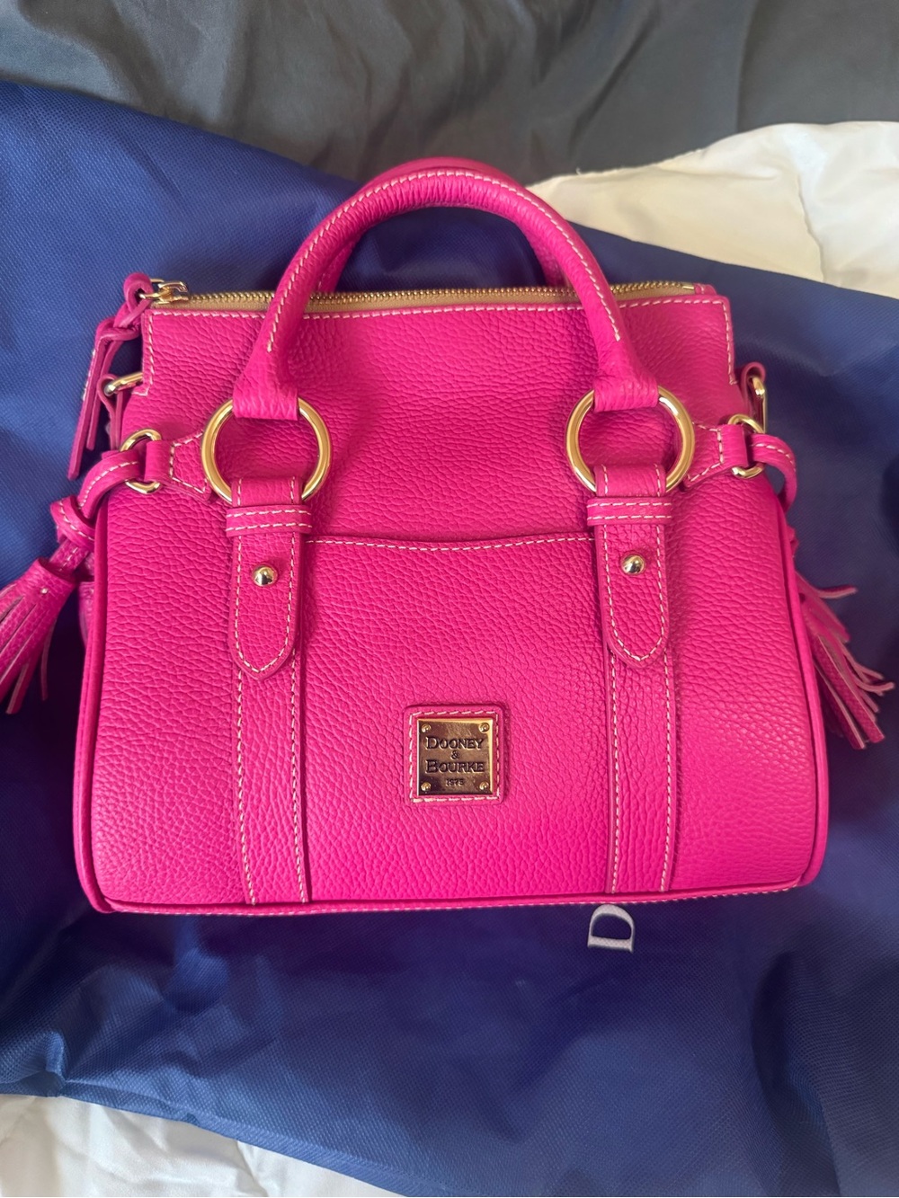 Dooney & Bourke LUCCA Hot Pink Pebbled Leather Satchel